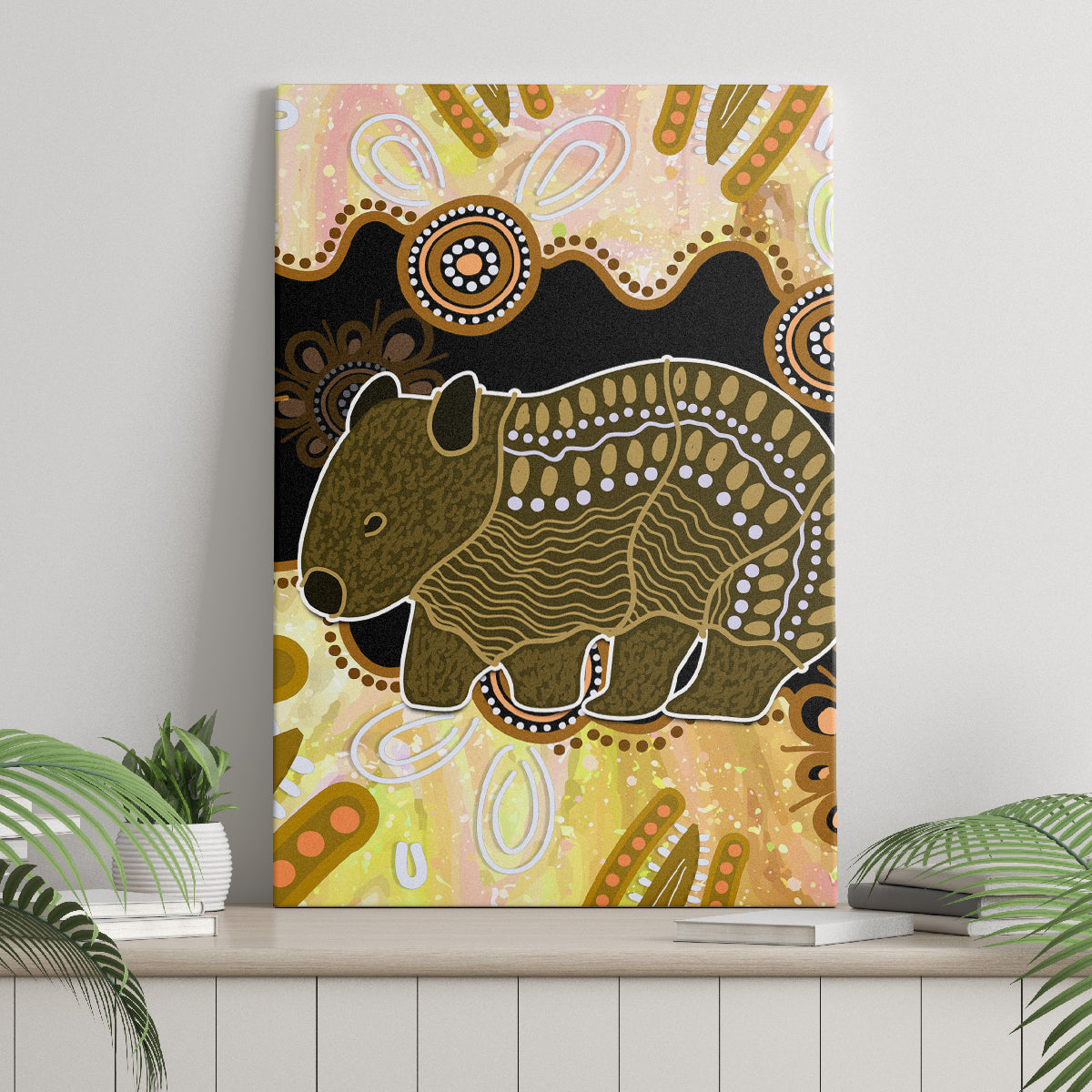 Australia Opal Wombat Canvas Wall Art Aussie Aboriginal Art