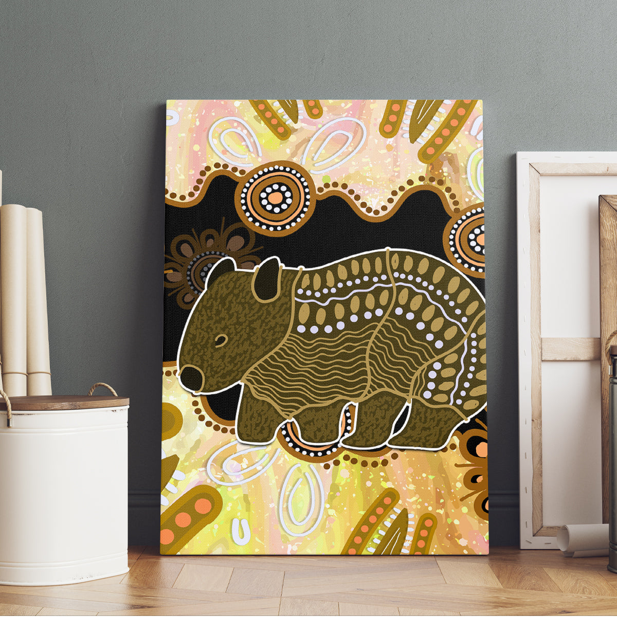 Australia Opal Wombat Canvas Wall Art Aussie Aboriginal Art
