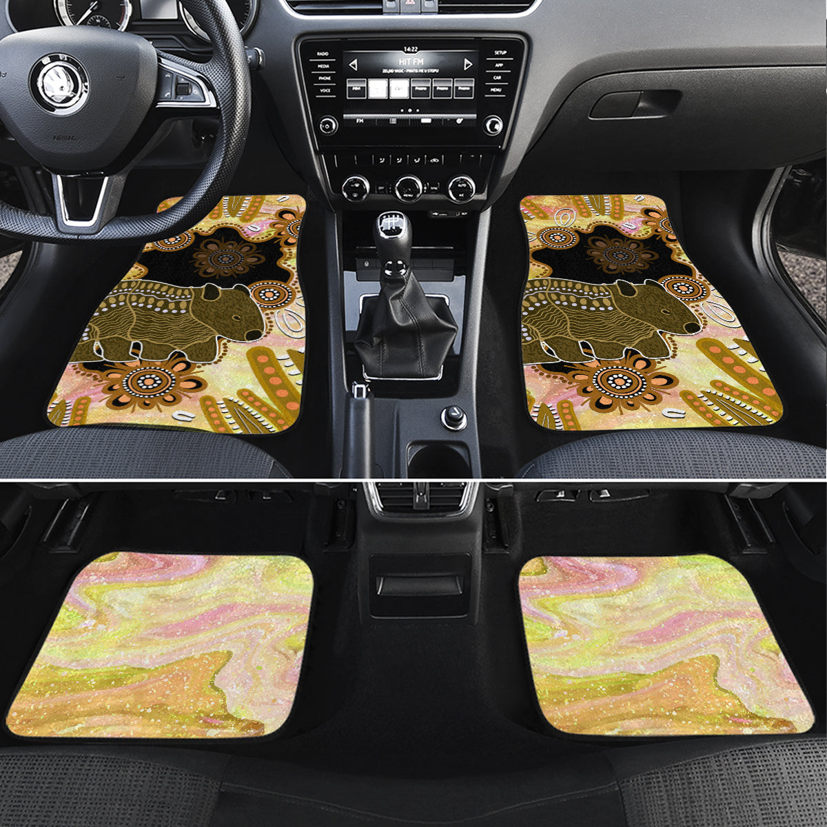 Australia Opal Wombat Car Mats Aussie Aboriginal Art