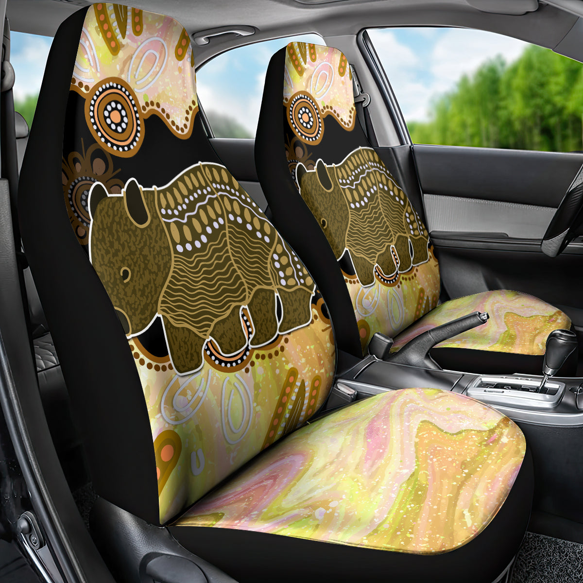 Australia Opal Wombat Car Seat Cover Aussie Aboriginal Art