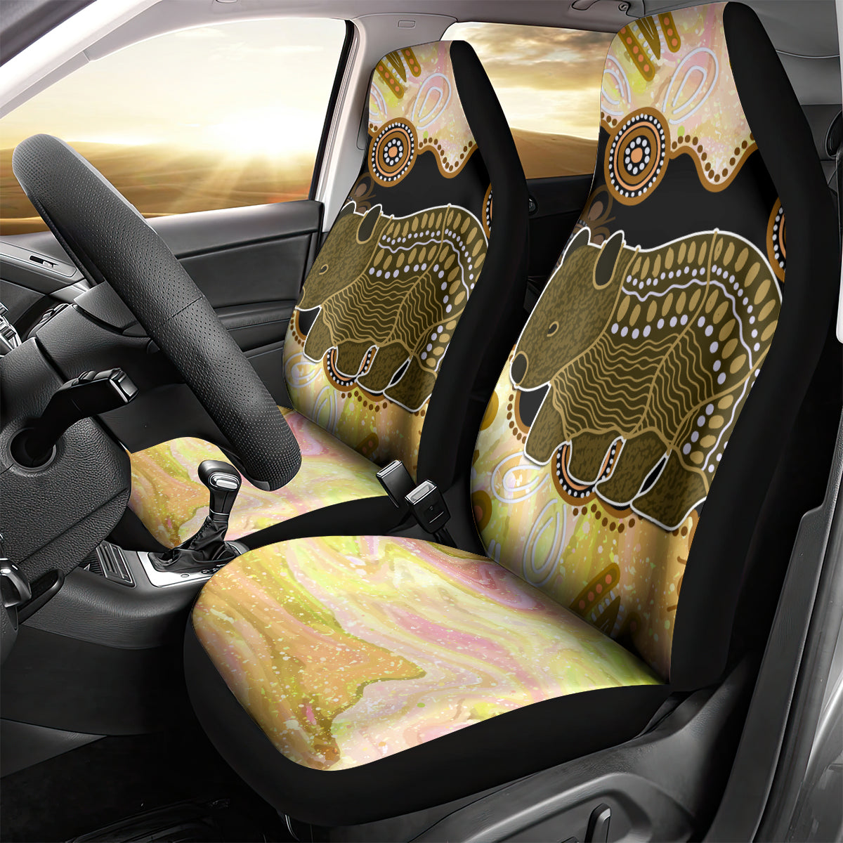 Australia Opal Wombat Car Seat Cover Aussie Aboriginal Art