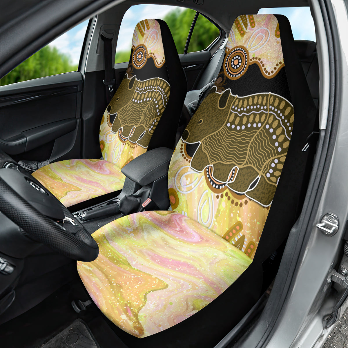 Australia Opal Wombat Car Seat Cover Aussie Aboriginal Art