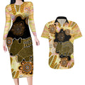 Australia Opal Wombat Couples Matching Long Sleeve Bodycon Dress and Hawaiian Shirt Aussie Aboriginal Art
