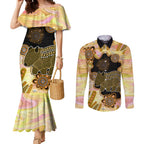 Australia Opal Wombat Couples Matching Mermaid Dress and Long Sleeve Button Shirt Aussie Aboriginal Art