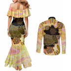 Australia Opal Wombat Couples Matching Mermaid Dress and Long Sleeve Button Shirt Aussie Aboriginal Art