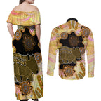 Australia Opal Wombat Couples Matching Off Shoulder Maxi Dress and Long Sleeve Button Shirt Aussie Aboriginal Art