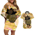 Australia Opal Wombat Couples Matching Off Shoulder Short Dress and Hawaiian Shirt Aussie Aboriginal Art