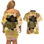 Australia Opal Wombat Couples Matching Off Shoulder Short Dress and Hawaiian Shirt Aussie Aboriginal Art