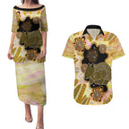 Australia Opal Wombat Couples Matching Puletasi and Hawaiian Shirt Aussie Aboriginal Art