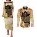 Australia Opal Wombat Couples Matching Puletasi and Long Sleeve Button Shirt Aussie Aboriginal Art