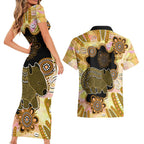 Australia Opal Wombat Couples Matching Short Sleeve Bodycon Dress and Hawaiian Shirt Aussie Aboriginal Art