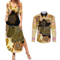 Australia Opal Wombat Couples Matching Summer Maxi Dress and Long Sleeve Button Shirt Aussie Aboriginal Art