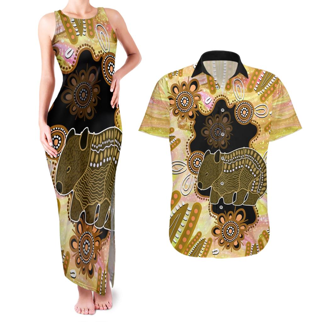 Australia Opal Wombat Couples Matching Tank Maxi Dress and Hawaiian Shirt Aussie Aboriginal Art