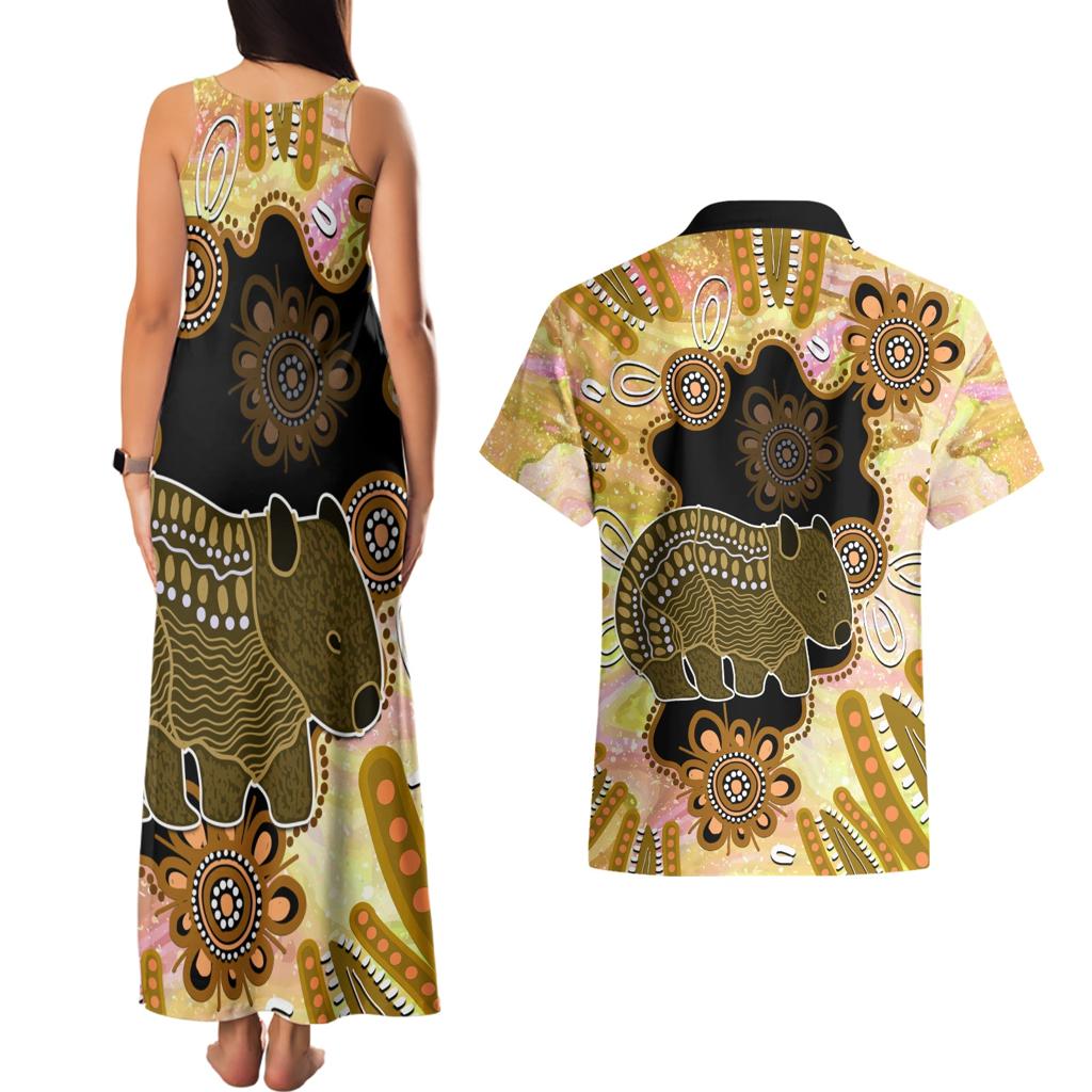 Australia Opal Wombat Couples Matching Tank Maxi Dress and Hawaiian Shirt Aussie Aboriginal Art
