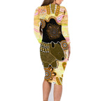 Australia Opal Wombat Family Matching Long Sleeve Bodycon Dress and Hawaiian Shirt Aussie Aboriginal Art