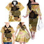 Australia Opal Wombat Family Matching Off Shoulder Long Sleeve Dress and Hawaiian Shirt Aussie Aboriginal Art