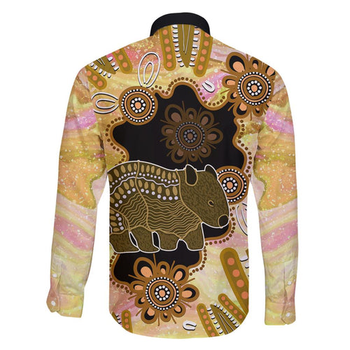 Australia Opal Wombat Family Matching Off Shoulder Long Sleeve Dress and Hawaiian Shirt Aussie Aboriginal Art
