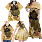 Australia Opal Wombat Family Matching Off Shoulder Maxi Dress and Hawaiian Shirt Aussie Aboriginal Art