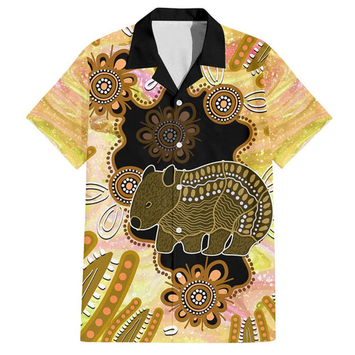 Australia Opal Wombat Family Matching Off Shoulder Short Dress and Hawaiian Shirt Aussie Aboriginal Art