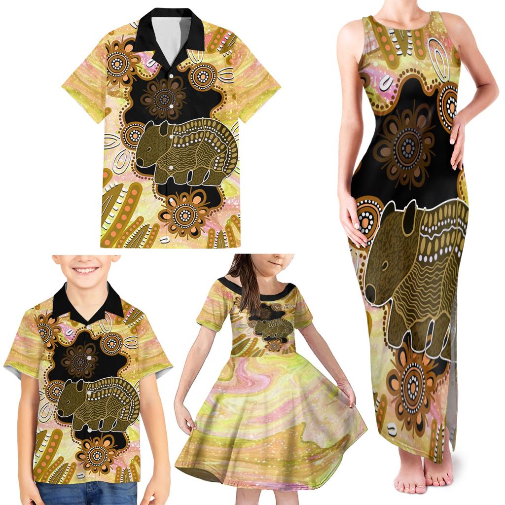 Australia Opal Wombat Family Matching Tank Maxi Dress and Hawaiian Shirt Aussie Aboriginal Art