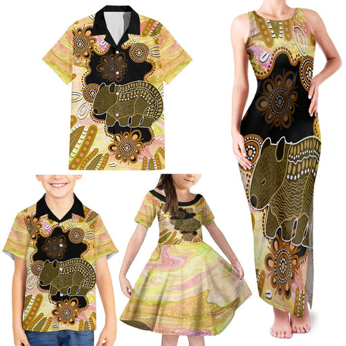 Australia Opal Wombat Family Matching Tank Maxi Dress and Hawaiian Shirt Aussie Aboriginal Art