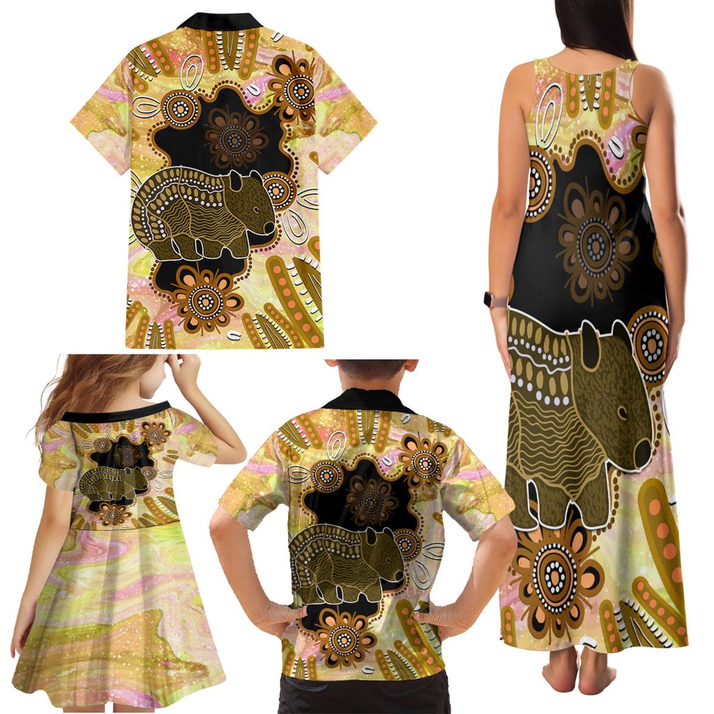 Australia Opal Wombat Family Matching Tank Maxi Dress and Hawaiian Shirt Aussie Aboriginal Art