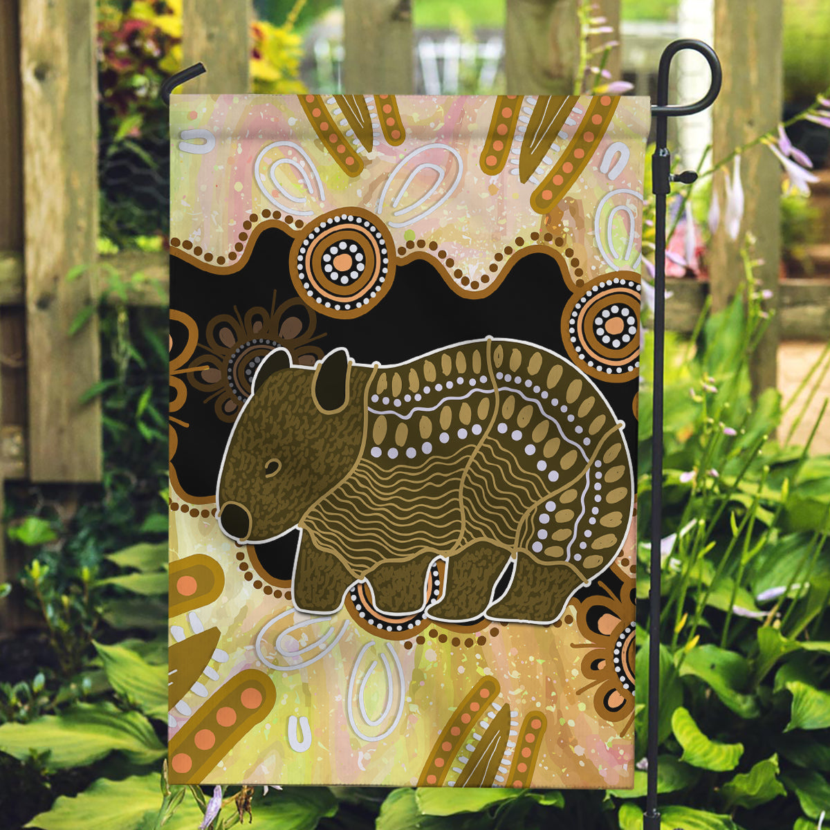 Australia Opal Wombat Garden Flag Aussie Aboriginal Art