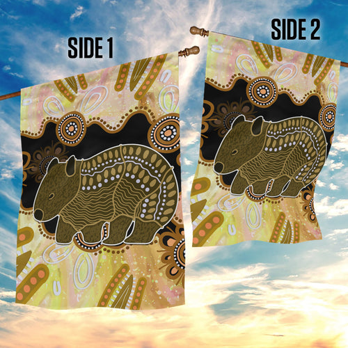 Australia Opal Wombat Garden Flag Aussie Aboriginal Art