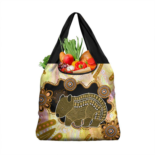 Australia Opal Wombat Grocery Bag Aussie Aboriginal Art