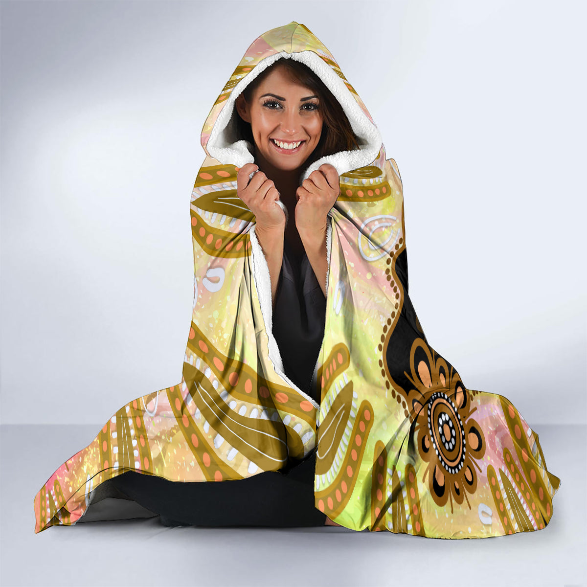 Australia Opal Wombat Hooded Blanket Aussie Aboriginal Art