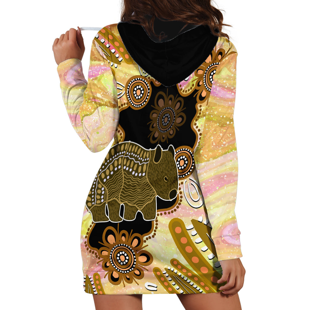 Australia Opal Wombat Hoodie Dress Aussie Aboriginal Art