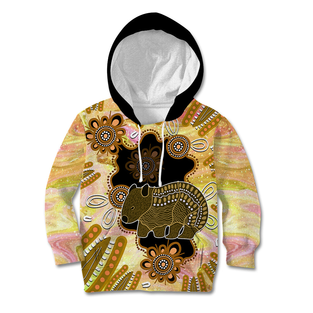Australia Opal Wombat Kid Hoodie Aussie Aboriginal Art