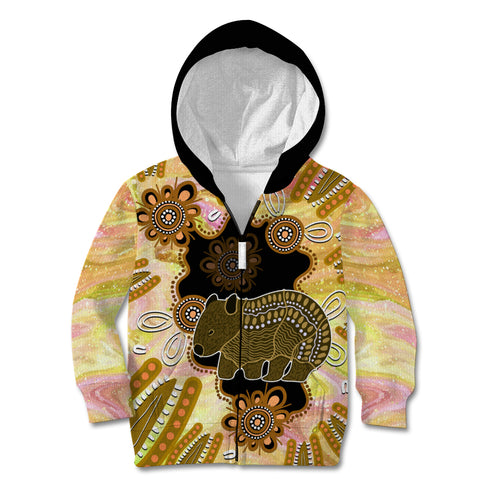 Australia Opal Wombat Kid Hoodie Aussie Aboriginal Art