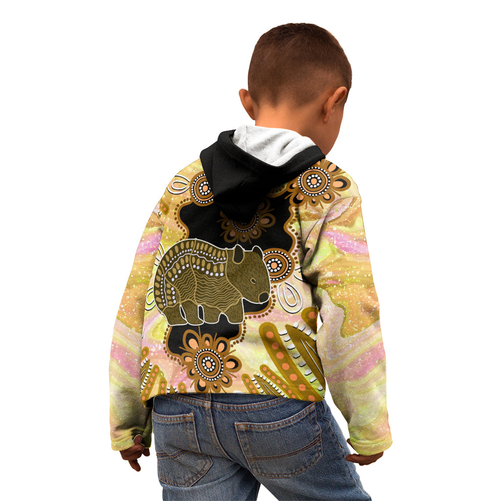 Australia Opal Wombat Kid Hoodie Aussie Aboriginal Art