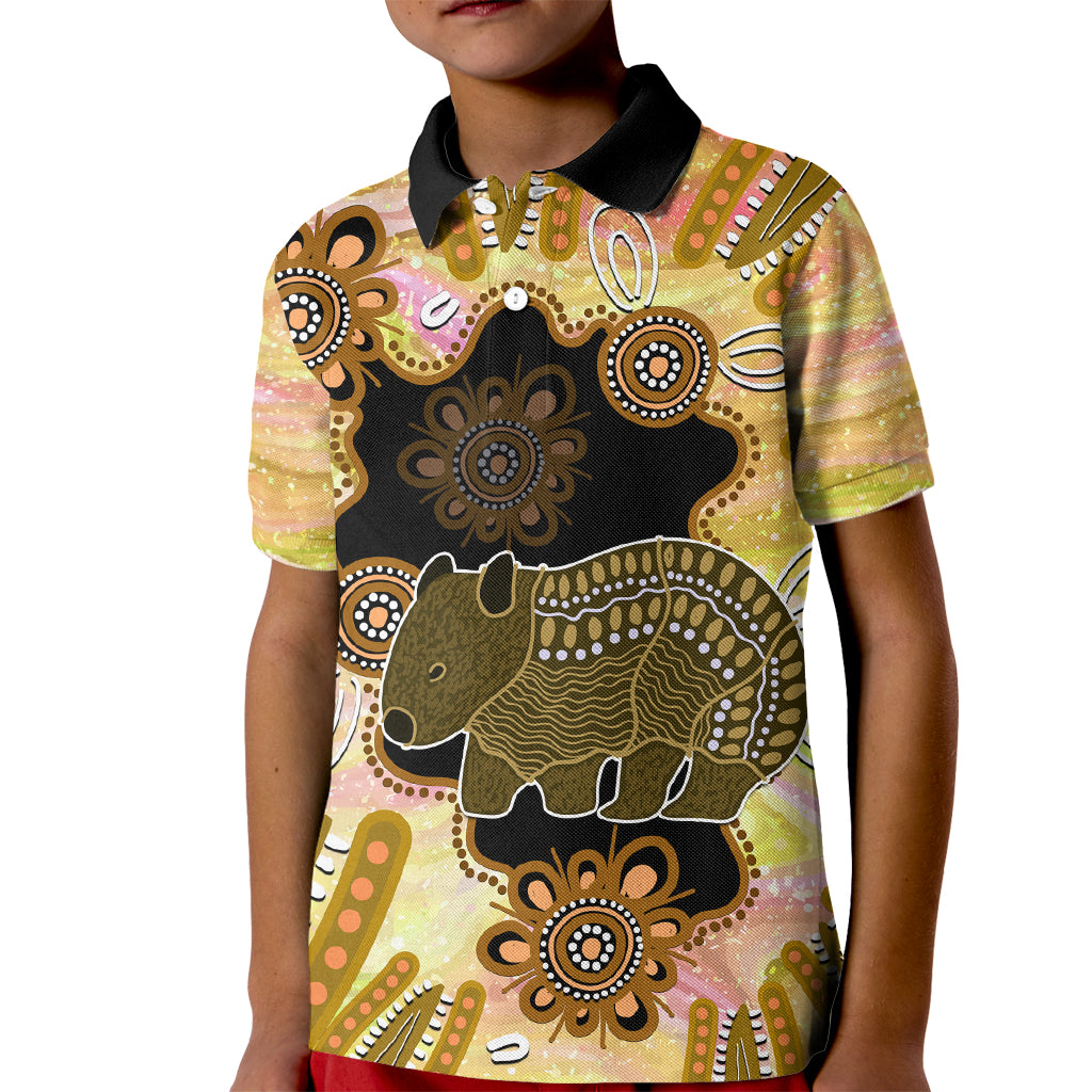 Australia Opal Wombat Kid Polo Shirt Aussie Aboriginal Art