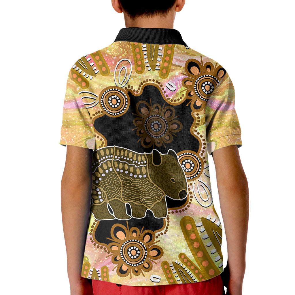 Australia Opal Wombat Kid Polo Shirt Aussie Aboriginal Art