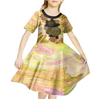 Australia Opal Wombat Kid Short Sleeve Dress Aussie Aboriginal Art