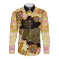 Australia Opal Wombat Long Sleeve Button Shirt Aussie Aboriginal Art