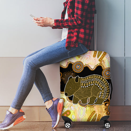 Australia Opal Wombat Luggage Cover Aussie Aboriginal Art