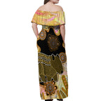 Australia Opal Wombat Off Shoulder Maxi Dress Aussie Aboriginal Art