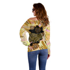 Australia Opal Wombat Off Shoulder Sweater Aussie Aboriginal Art