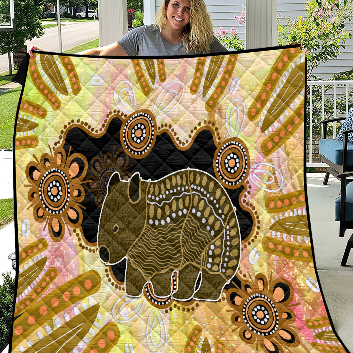 Australia Opal Wombat Quilt Aussie Aboriginal Art