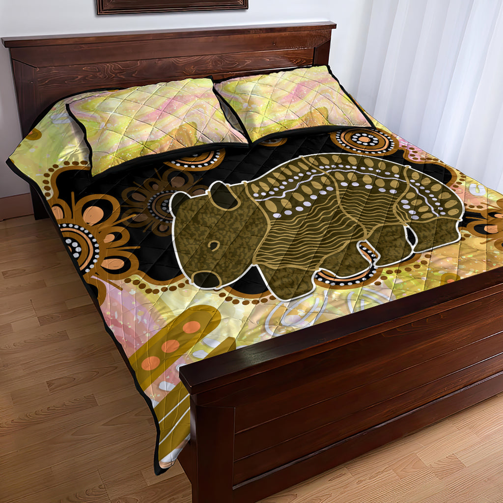 Australia Opal Wombat Quilt Bed Set Aussie Aboriginal Art