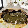 Australia Opal Wombat Round Carpet Aussie Aboriginal Art