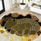 Australia Opal Wombat Round Carpet Aussie Aboriginal Art