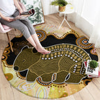 Australia Opal Wombat Round Carpet Aussie Aboriginal Art