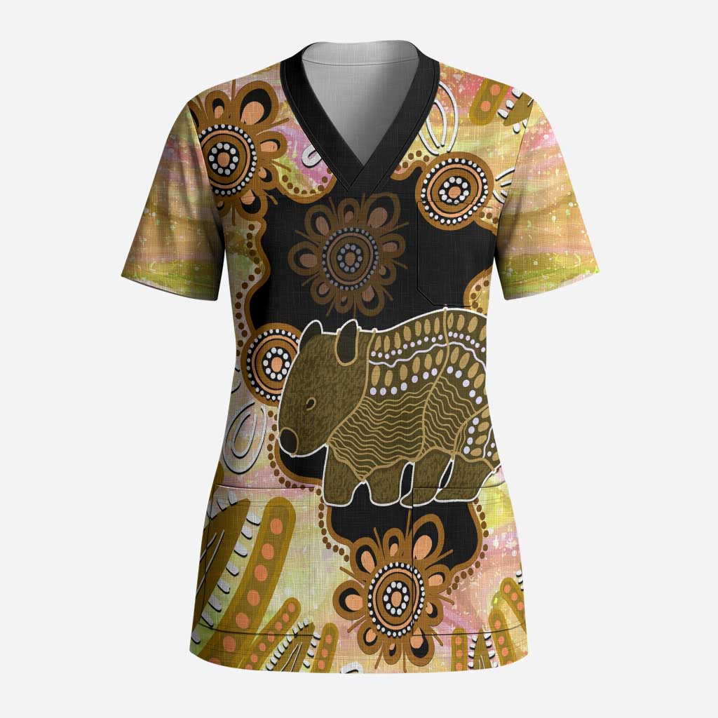 Australia Opal Wombat Scrub Top Aussie Aboriginal Art - Aussie Hoodie