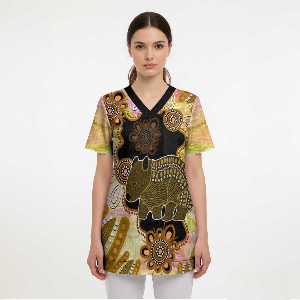 Australia Opal Wombat Scrub Top Aussie Aboriginal Art - Aussie Hoodie