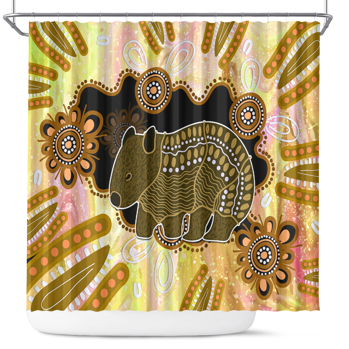 Australia Opal Wombat Shower Curtain Aussie Aboriginal Art