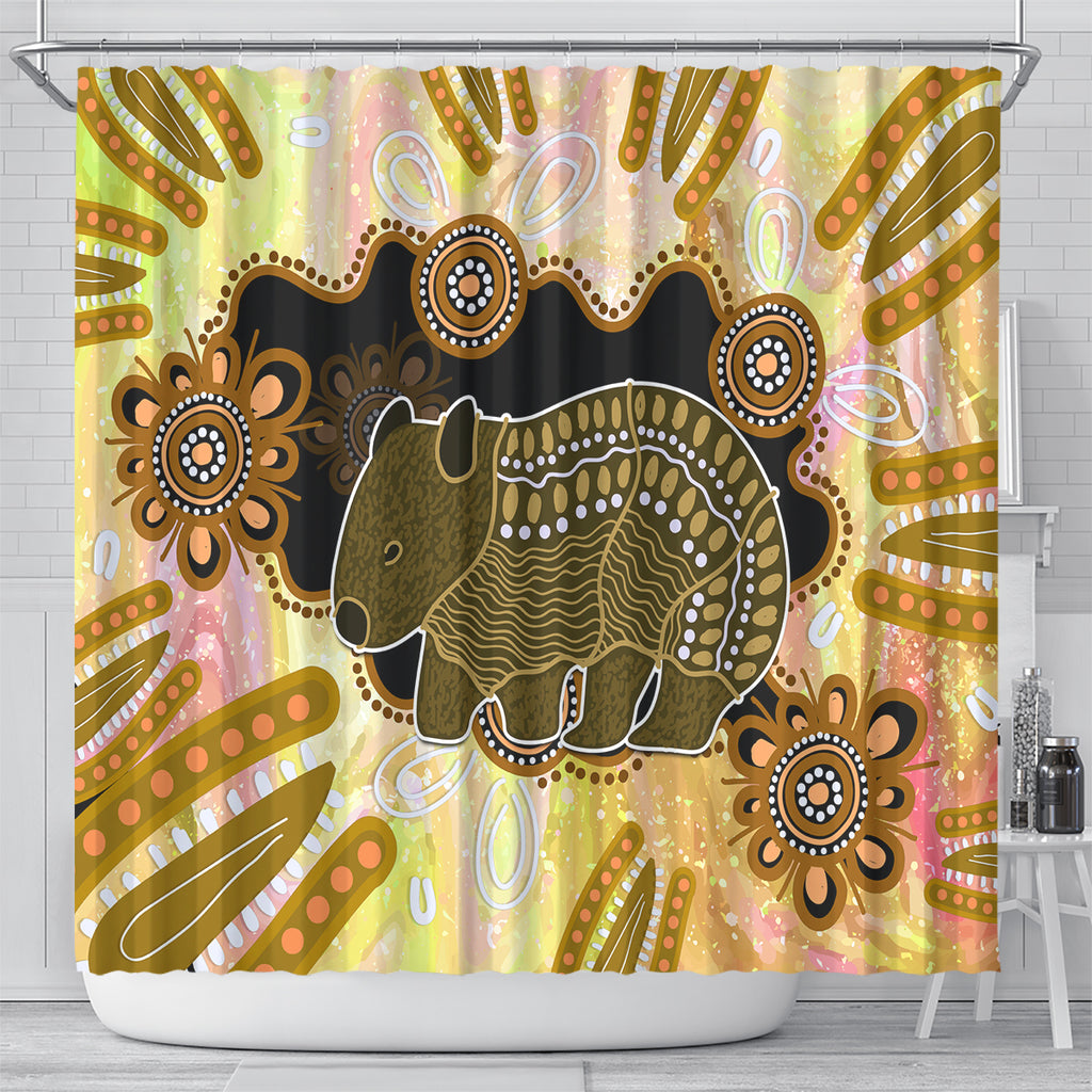 Australia Opal Wombat Shower Curtain Aussie Aboriginal Art